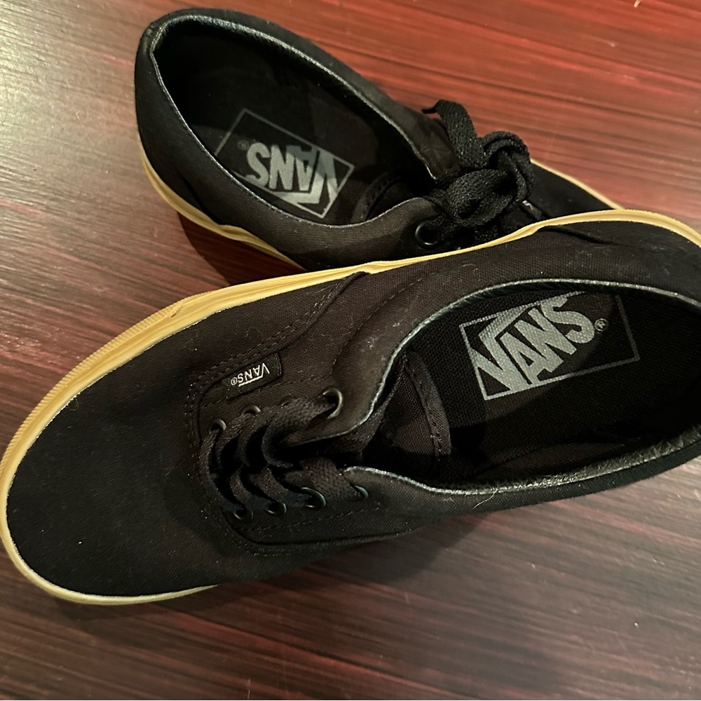 Black canvas vans womens size 6 / men’s size 4.5 - Picture 2 of 4